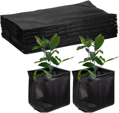 100-Pack Nursery Growing Bags, 11.8" x 11.8" Non-Woven Plant Nursery Bags, Fabric Seeding Pots Pouch for Seed Starting/Soil Transplant/Home Garden Supply [Black]