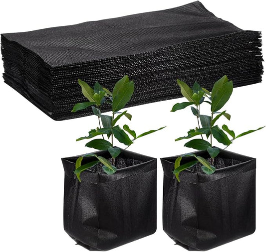 100-Pack Nursery Growing Bags, 11.8" x 11.8" Non-Woven Plant Nursery Bags, Fabric Seeding Pots Pouch for Seed Starting/Soil Transplant/Home Garden Supply [Black]