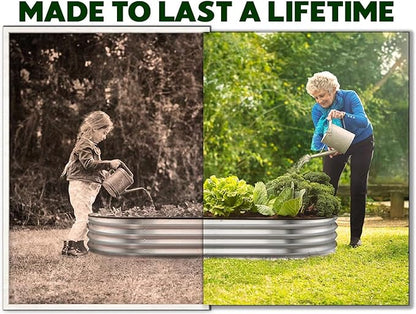 Plant & Plot Galvanized Raised Garden Beds Outdoor // 4×2×1 ft (2-Pack) Planter Raised Beds for Gardening, Vegetables, Flowers // Large Metal Garden Box (Silver) // Patented Tool-Free Design