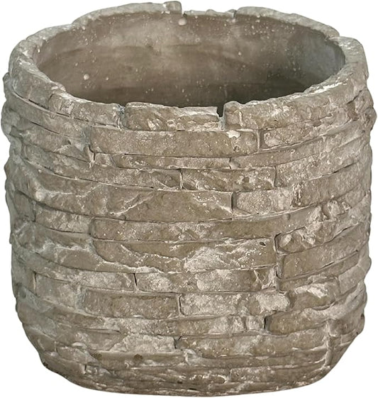 Admired by Nature 5" Ceramic Flower Planter Pot - for Home Decor, Indoor Plants, Garden Display, Organization - Stone