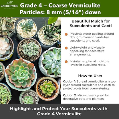 Organic Coarse Vermiculite for Indoor Gardening Plants and Mushrooms – Enhances Soil Aeration, Seed Germination, Rooting Cuttings – Small Packages and Bulk (Vermiculite Grade 4 – Coarse, 1 qt)