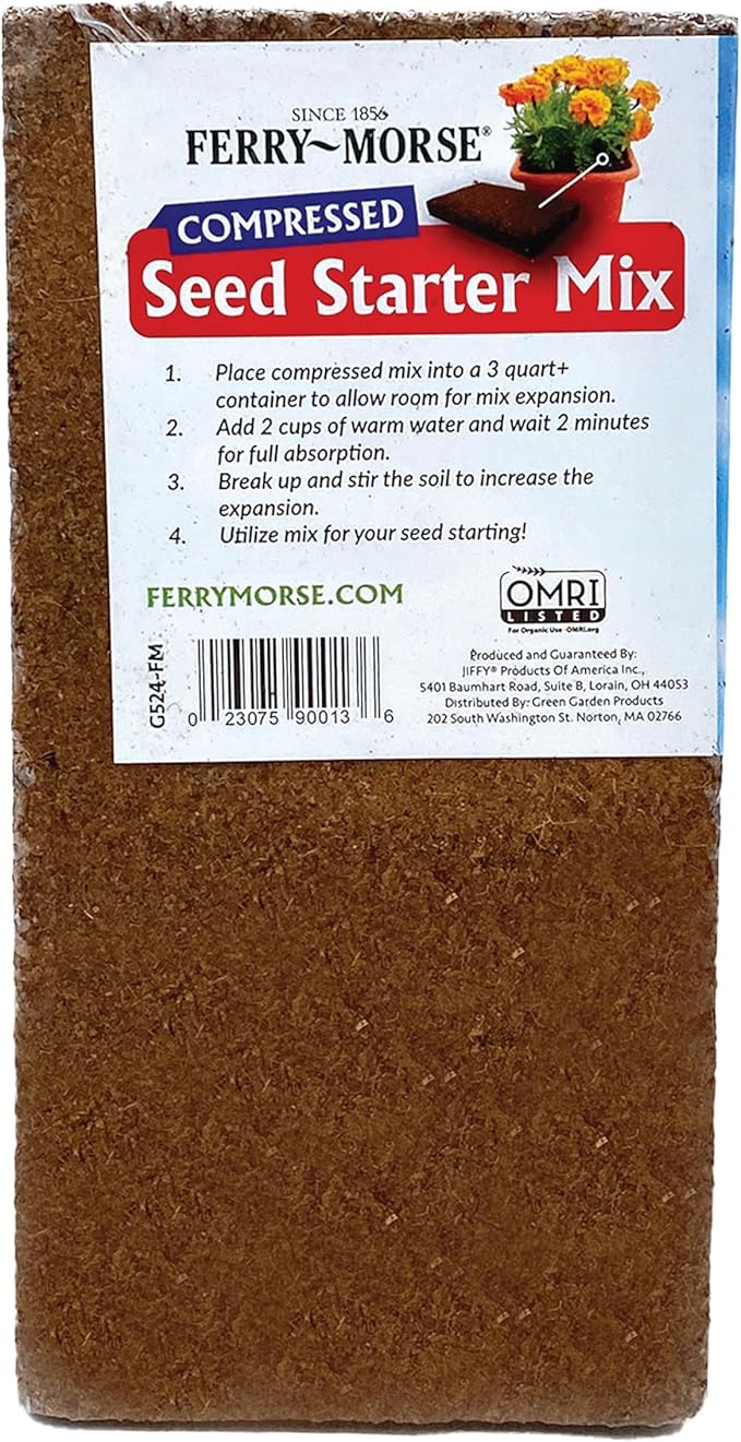 Ferry Morse Seed Starter Mix - Organic, Compressed, Seedling Soil Mix - 24 Pack/48 Qt - Coco Coir