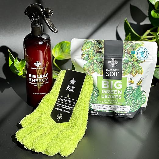 Plant Parent Houseplant Care Kit - Fertilizer, Organic Leaf Wellness, Microfiber Gloves for Plants