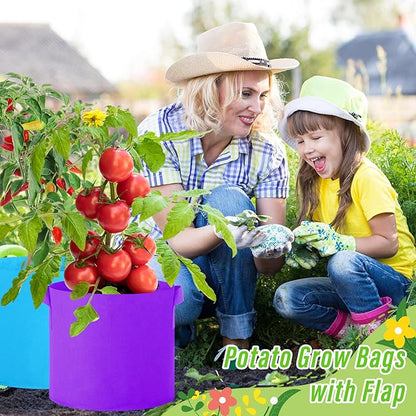 Colored Fabric Grow Bags Bulk Colorful Plant Grow Bags Nonwoven Fabric Pots with Handles Seeds Vegetables Tomato Planter Grow Buckets for Outdoor Garden Fruits Flower, 10 Colors(10 Pack,5 Gal)