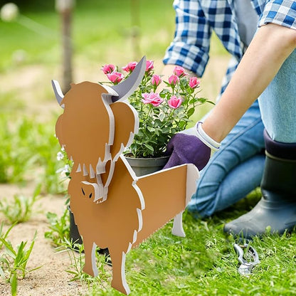 Cow Planter Plant Pots,Animal Flower Pot for Indoor/Outdoor,Small Cute PVC Animal Face Shape Plant Container Best for Home Office Garden Decoration Mom Gift Ideas