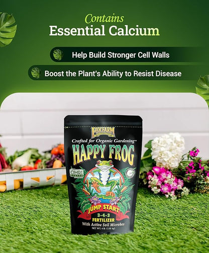 FoxFarm Happy Frog Jump Start Fertilizer, Seedling Fertilizer for Essential Nutrients of Container Plants - Supports Strong Organic Growth with Phosphorus and Calcium, NPK 3-4-3 (4 lb)