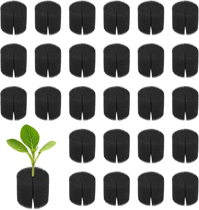 30-Pack Hydroponics Sponges, 1.26 Inch Growing Media Cylindrical Sponges for Planting Gardening Tool/Grow Seedlings/Home Vegetable Flower, Soilless Cultivation Seedling [Black]