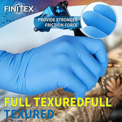 FINITEX Disposable Blue Nitrile Gloves 6mil Heavy Duty Latex-Free Glove 100PCS Cooking Food Safe Powder-Free Rubber Gloves