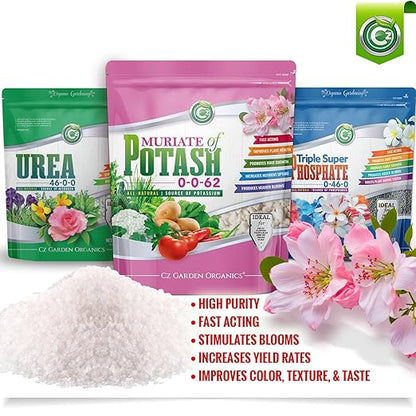 Muriate of Potash 0-0-62 Fertilizer Made in USA - MOP Potassium Plant Food for Indoor/Outdoor Plants, Flower Gardens, Fruit and Vegetable Gardens, Holistic Herbs, Trees and Green Lawns!