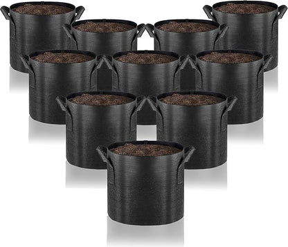 Gardenera Fabric Pots for Plants - 10-Pack 15 Gallon Grow Bags with Aeration and Handles, Great for Growing Trees and Large Shrubs