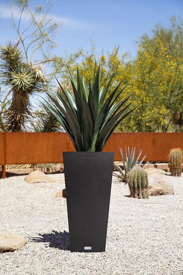 Veradek V-Resin Indoor/Outdoor Taper Planter, Set of 2 (30 inch, Black)
