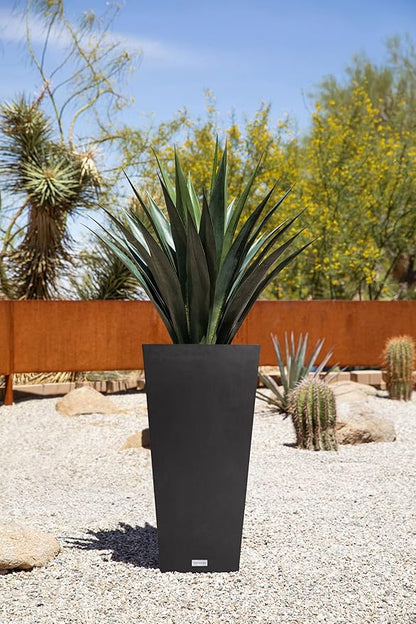Veradek V-Resin Indoor/Outdoor Taper Planter, Set of 2 (30 inch, Black)