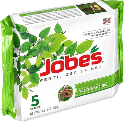 Jobe’s Slow Release Tree and Shrub Fertilizer Spikes, Easy Plant Care for Oak, Maple, Dogwood, Boxwood, and Many More Acid Loving Trees and Shrubs, 5 Count