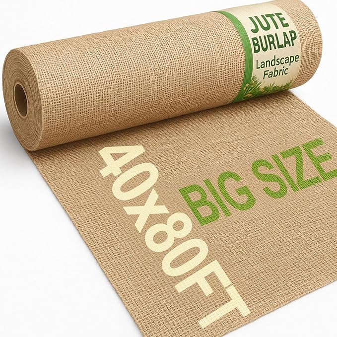 40" x 80 feet Burlap Fabric Roll – Multipurpose Burlap Tree Wrap, Natural Jute Garden Fabric for Outdoor Plant Cover, Weed Barrier Cloth, Landscaping, DIY Crafts, Gardening & Rustic Party Decor