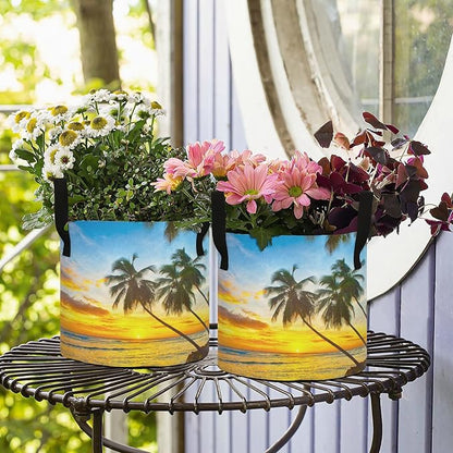 5 Gallon Beautiful Islands Beach Breathable Grow Bag Heavy Duty Planter Pot Containers with Handles for Potato Tomato Fruits Flowers Vegetables