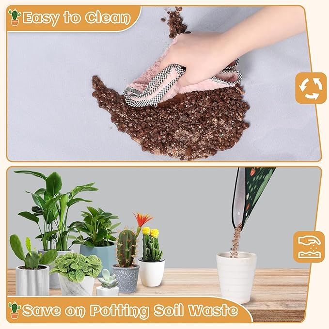 Repotting Mat for Indoor Plant 19.7"x19.7" Flowers Mushrooms Soil Change Mat Waterproof Planting Tray Colorful Mushrooms Foldable Succulent Potting Mat Gardening Gifts for Women Men Plant Lovers