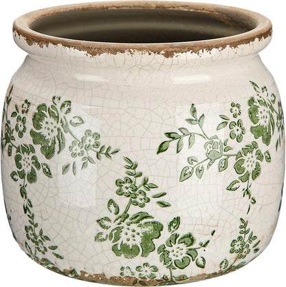 Vintage Planter Large Ceramic Plants Pot Green Beige Vintage Ditsy Ice Crack Cottage Scroll Vase Flower Vase Pot Indoor Plants Home Kitchen Decor Farmhouse Antique Decorative Gifts