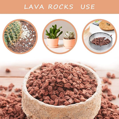 Red Lava Rocks for Plants -100% Pure Volcanic Rock No Dyes or Chemicals-Best Lava Stones Top Dressing for Cacti Succulents Plants,Bonsai-5LBS