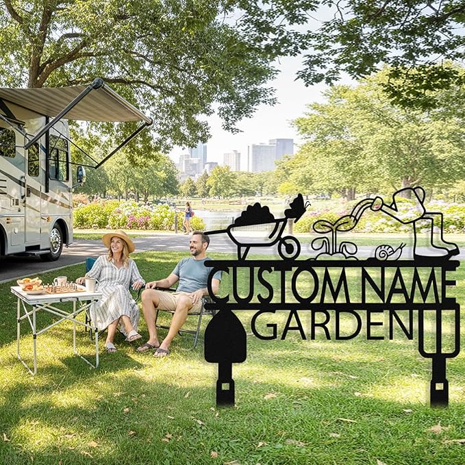 Custom Metal Garden Sign with Stake, Personalized Garden Tool Signs for Outside, Customized Garden Name Signs for Yard Lawn Outdoor Decor Gardening Gifts for Moms Grandmas Gardeners