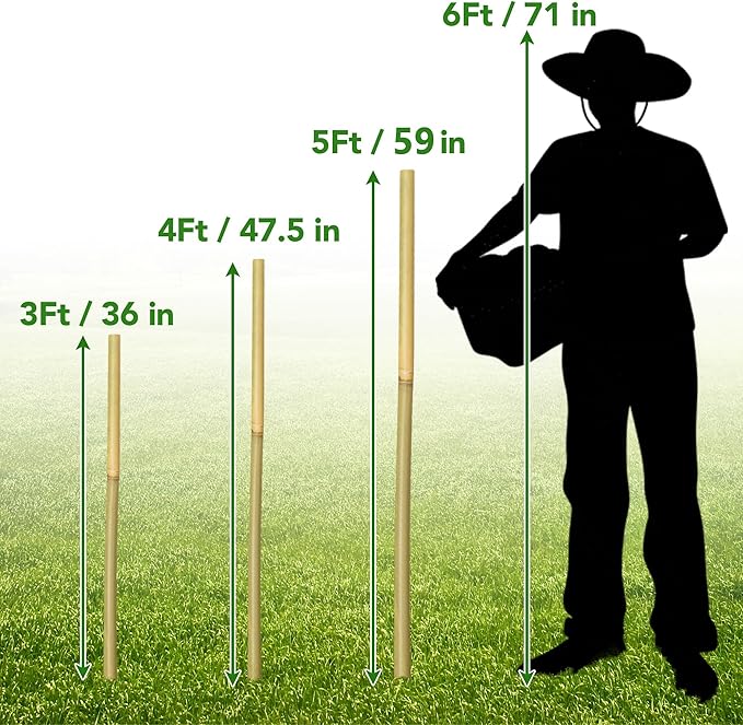 60Pcs Bamboo Stakes for Plant 3 Feet, Garden Bamboo Plant Stakes for Plants Support, Climbing Plants, Tomatoes, Sunflowers, Beans, Potted Plants, Trees