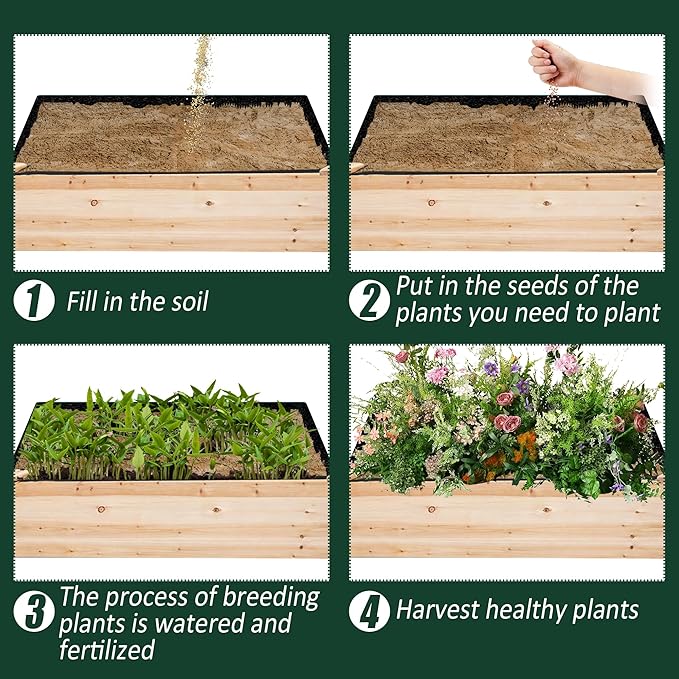 1PCS Raised Garden Bed Liner Fabric Raised Garden Bed Breathable Drainage Rectangle Grow Bags with Handles Fabric Garden Bed for Outdoor Garden Bed Holds Soil - 4ft x 2ft x 1ft