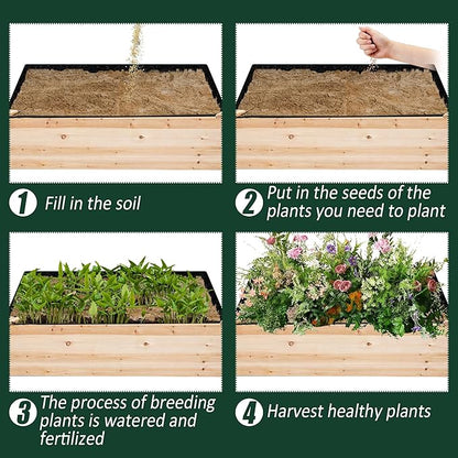 1PCS Raised Garden Bed Liner Fabric Raised Garden Bed Breathable Drainage Rectangle Grow Bags with Handles Fabric Garden Bed for Outdoor Garden Bed Holds Soil - 4ft x 2ft x 1ft