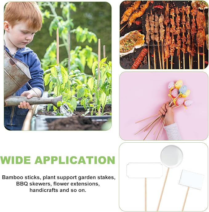 Plant Stakes 50 PCS Garden Bamboo Sticks Plant Support Stakes for Indoor and Outdoor Plants, Wooden Sign Posting Flower Pot Garden Stakes(15" 25pcs+17" 25pcs)