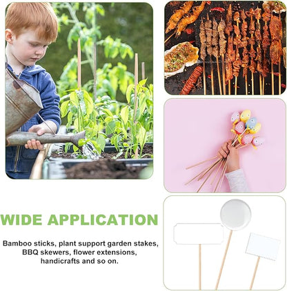 Plant Stakes 50 PCS Garden Bamboo Sticks Plant Support Stakes for Indoor and Outdoor Plants, Wooden Sign Posting Flower Pot Garden Stakes(15" 25pcs+17" 25pcs)