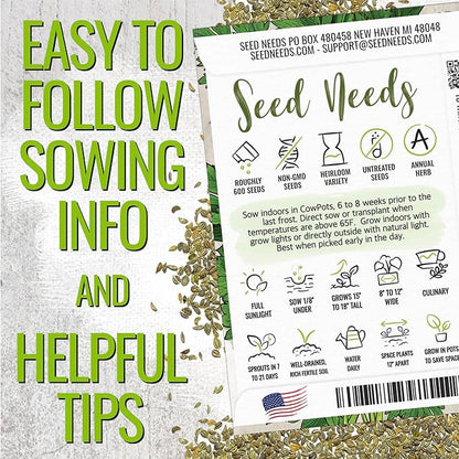 Seed Needs Italian Parsley & Dill Seeds for Planting Fresh Kitchen Herbs - Non-GMO Heirloom & Untreated Perennial Herb Seed to Plant a Culinary Garden Indoors or Outdoors (2 Packs)