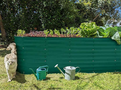Plant & Plot Galvanized Raised Garden Beds Outdoor // 6×2×2 ft Planter Raised Beds for Gardening, Vegetables, Flowers // Large Metal Garden Box (Dark Green) // Patented Tool-Free Design