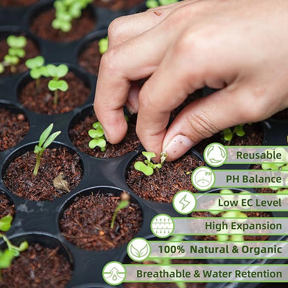 Coco Coir Brick for Plants, 24 Packs 100% Natural Organic Compressed Coconut Coir Fiber with Low EC & PH Balance, High Nutrition Coconut Soil Coco Fiber for Planting, Herbs