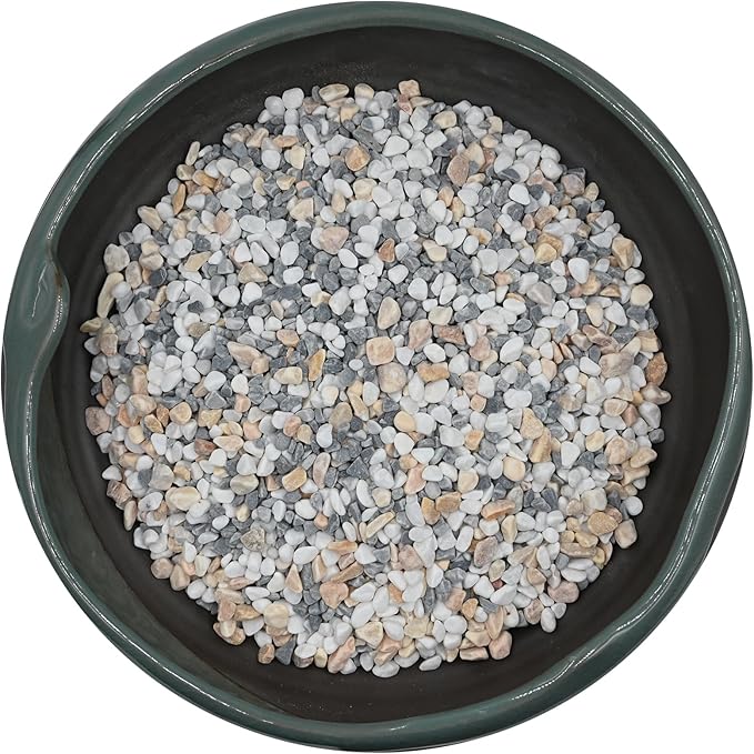 15 LBS GreyMixed Pea Gravel, Natural Succulent and Cactus Gravel Pebbles, Pebbles for Indoor Plants, Natural Gardens Mulching, for Houseplants, for Aquarium Gravel, to Maintain Soil Aeration(4-6mm)