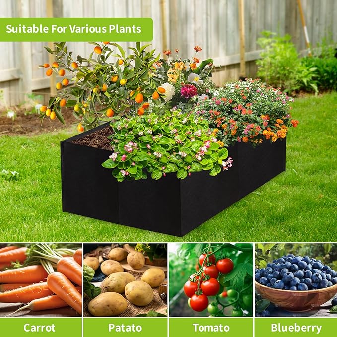 2 Pack 2x2x1Ft 30 Gallons Fabric Raised Garden Bed,Garden Grow Bed,Raised Beds for Gardening,Raised Garden Beds Outdoor for Potato,Tomato,Vegetable and Fruits