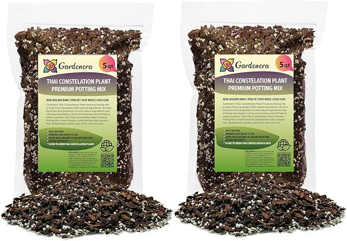 GARDENERA Thai Constellation Monstera Planting Mix - Promotes Steady Growth and Healthy Leaves - 10 Quart (2 Bags of 5 Quart)