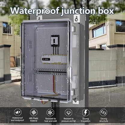 ABS Electrical Junction Box, Ventilated Design, Cable Grommets, IP65 Waterproof Enclosure, Indoor/Outdoor Use with Mounting Panel (Clear Cover, 19.7"x15.7"x7.9")