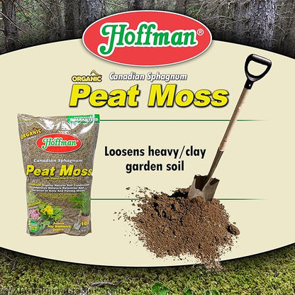 Hoffman Canadian Sphagnum Peat Moss Soil Conditioner to Improve Moisture Retention and Aeration, 10qt Bag, Pack of 3