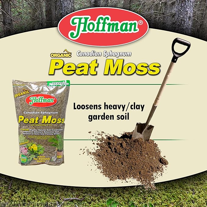 Hoffman Canadian Sphagnum Peat Moss Soil Conditioner to Improve Moisture Retention and Aeration, 10qt Bag, Pack of 4