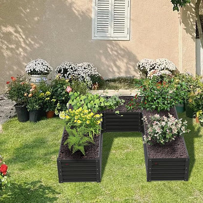 A ANLEOLIFE 2 Set U-Shaped Galvanized Raised Garden Beds Outdoor,6x6x1.5ft Large Metal Planter Box for Planting Vegetables Flowers Herb, Anti-Rust & Easy-Setup, Quartz Grey