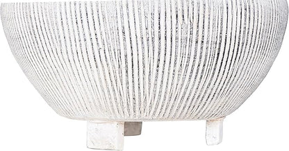 Creative Co-Op Small Distressed Cream Footed Terracotta Planter with Fluted Texture