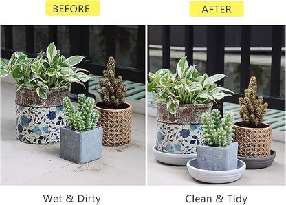 SAROSORA Round Plastic Plant Saucer Drip Tray Set of 6 for Indoor Outdoor Home Garden Flower Plant Container Flower Pot Pallets ((5.8''+7"+8'') x2, Terracotta)