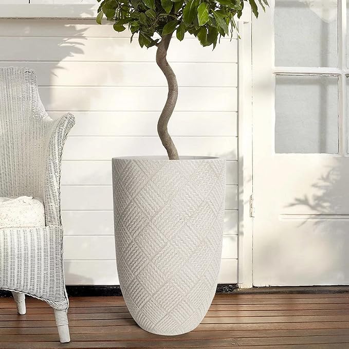 Oakrain Large Rustic Planters for Indoor Plants, 17" Tall Decorative Planter Pot with Drainage Hole, Modern Floor Vase for Home Decor, Living Room, Entryway