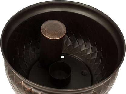 BIRDROCK HOME Water Hose Holder - Decorative Metal Pot, Indoor or Outdoor, Garden Storage Organizer, Patio Portable Bucket - Embossed Steel w/Copper Accents, Holds up to 100ft Hoses, Medium No Lid