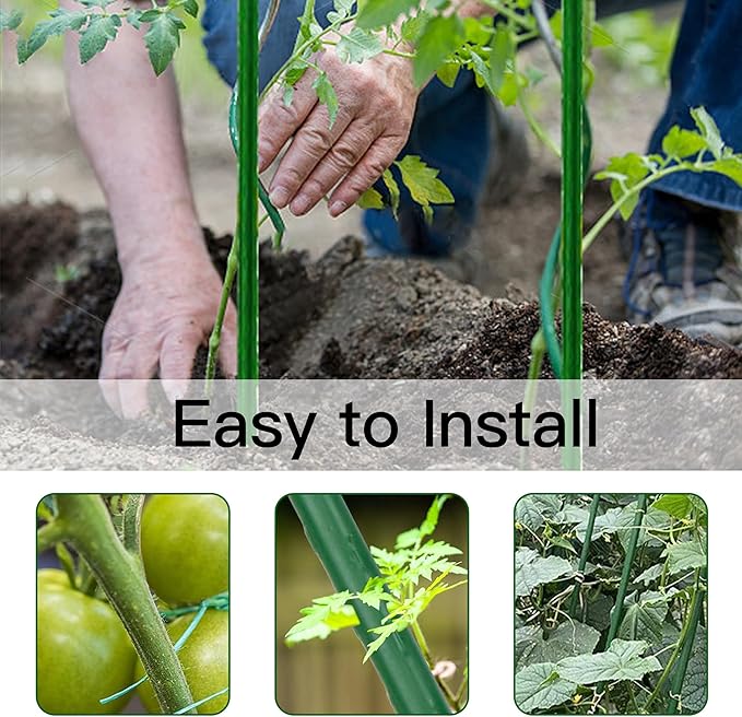 Garden Stakes 3ft, 3 Feet Metal Plant Stakes 30 Pack for Gardening and Farm, Plastic Coated Plant Support for Tomato, Cucumber, Bean, Flower, Potted and More Climbing Plants