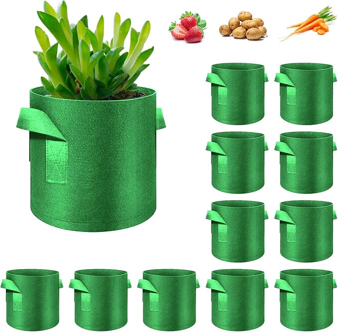 12 Pack 20 Gallon Plant Grow Bags, Thickened Nonwoven Fabric Pots with Handles, Vegetable Planter Bags Containers, Cloth Planters for Garden Vegetable/Flower/Plant/Fruits Outdoor (Green)