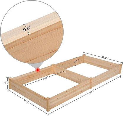 Topeakmart 8×4ft Horticulture Raised Garden Bed 93 x 48 x 10in Wooden Planting Box in Backyard/Patio Outdoor, Natural Wood 1