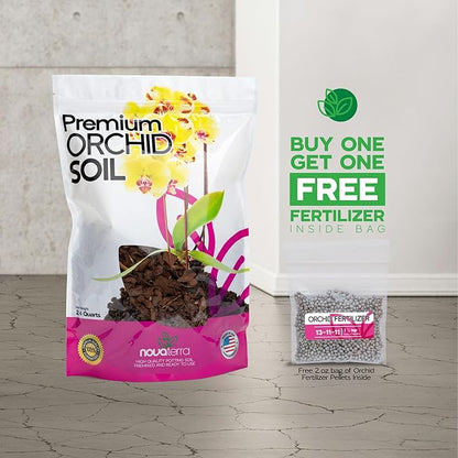 Orchid Potting Mix Orchid Food bark Fertilizer Orchid pots with Holes Orchid Soil Orchid Potting Soil repotting kit Perlite for Plants Orchids Free 2 oz Bag of Fertilizer Pellets Inside 2.4 Qts