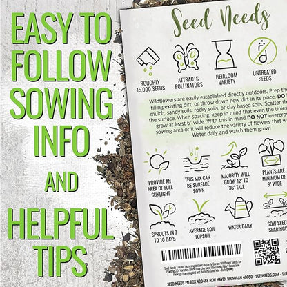 Seed Needs Wildflower Seeds Hummingbird and Butterfly Seed Mix | 10 Packs (1 Ounce Each) No Filler 23 Varieties Garden Seeds Annual & Perennial Species | Pollinator Attracting Flower Seed | Bulk