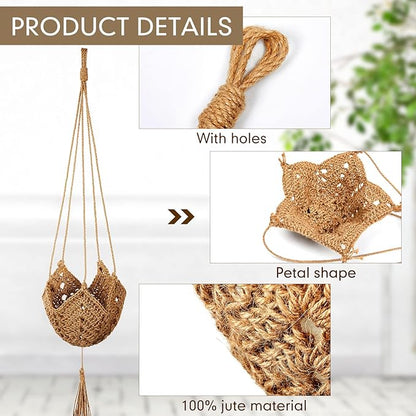 Shappy 1 Pack Jute Crochet Long Plant Hanger for 3 Inch to 12 Inch Pots, Macrame Plant Holder Rope with S Shaped Hooks for Halloween Home Decor (Brown)