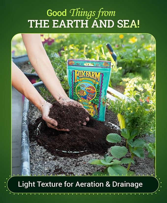 FoxFarm Ocean Forest Potting Soil for Container Gardens - Light, Aerated Texture with Fish Emulsion, Crab Meal, Earthworm Castings - Houseplant Potting Mix for Seedlings & Plant Starts - 3 x 12 Quart