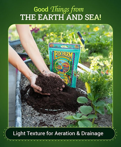 FoxFarm Ocean Forest Potting Soil for Container Gardens - Light, Aerated Texture with Fish Emulsion, Crab Meal, Earthworm Castings - Houseplant Potting Mix for Seedlings & Plant Starts - 2 x 12 Quart